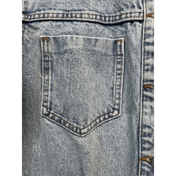 ZARA Denim Long Sleeve Button Up Jean Mini Dress Sz L Light Blue Wash w/ Pockets - Picture 3 of 16